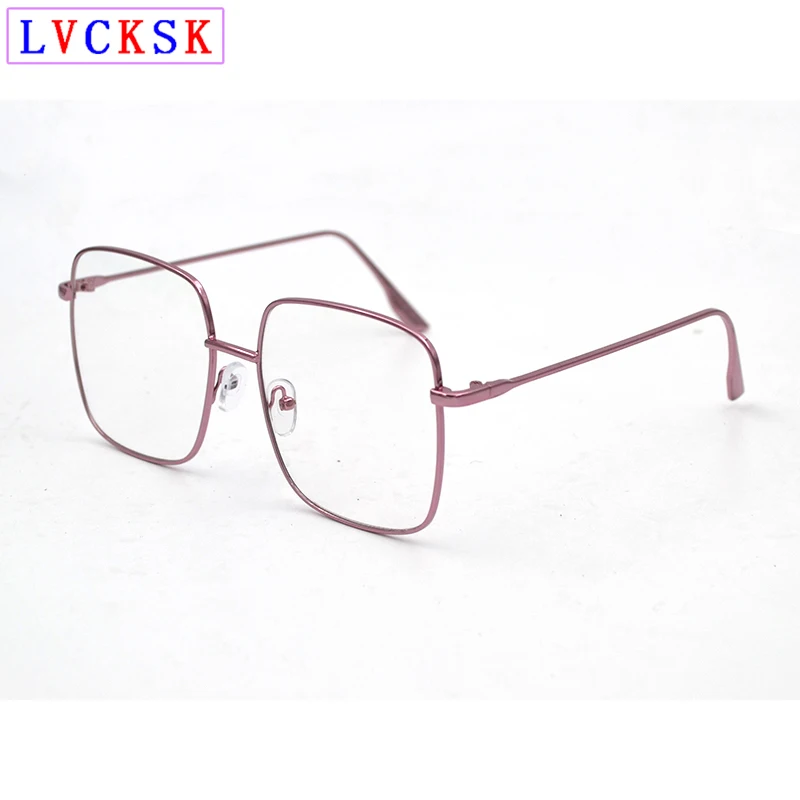 

Fashion Finished Myopia Glasses Big Square Frame Metal Shorted Sighted Eyeglasses Women Men Retro Nearsighted Spectacles A3