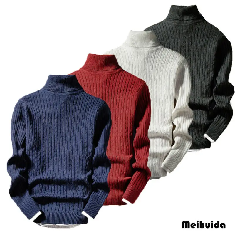 Winter Men's Warm Cotton Long Sleeve Thermal Cotton High Collar Skinny Turtleneck Sweater Winter Sweaters