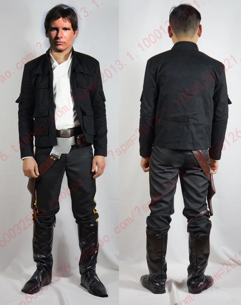 

Han Solo Costume Movie Cosplay Costume with shoe covers 11