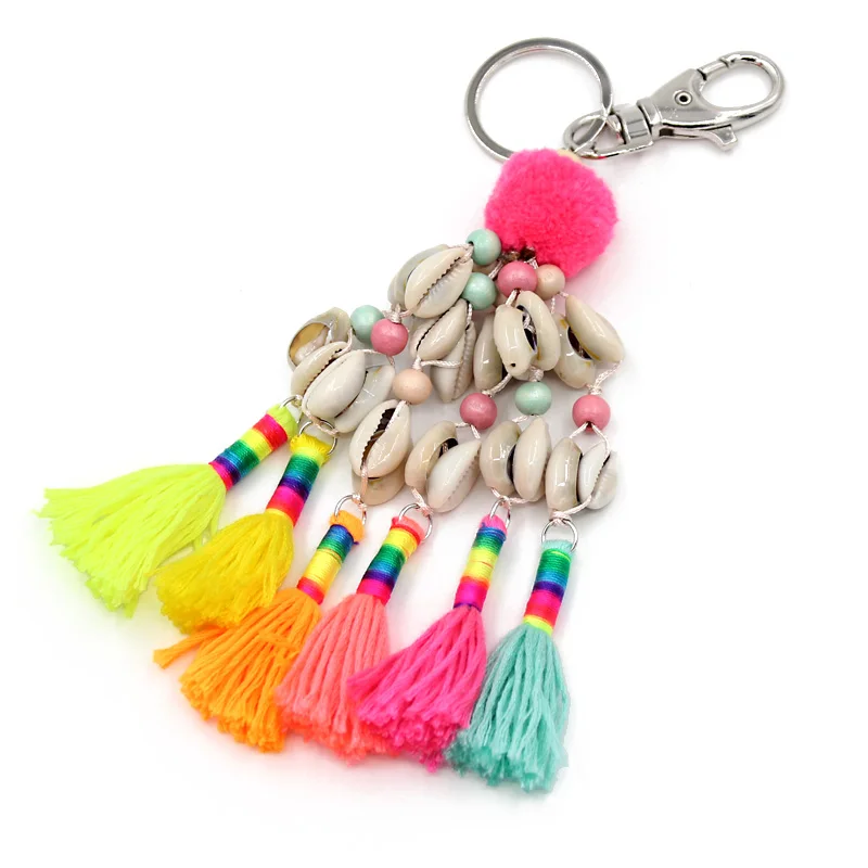 Bohemian Handmade Jewelry Key ring Pendant Shells Tassel Keychain for Women Bag accessories Car Key Chains