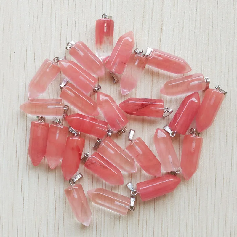 

Wholesale 50pcs/lot fashion good quality watermelon red stone hexagonal pillar charms pendants for jewelry making free