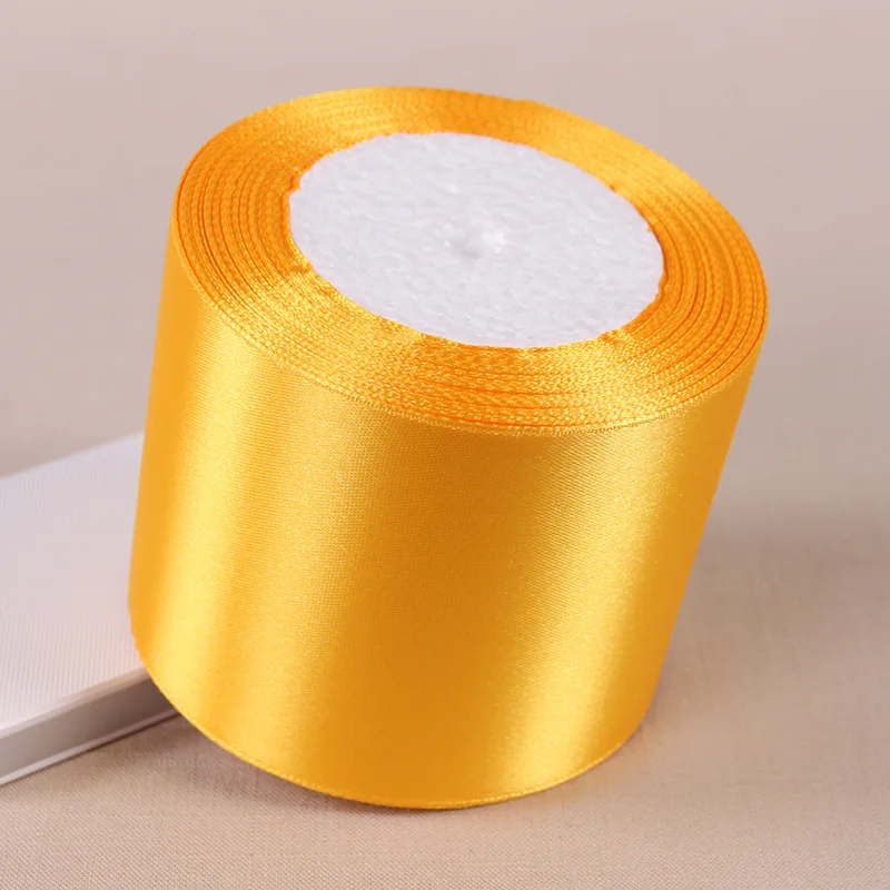 25Yards Gold Yellow Silk Satin Ribbon 6/10/15/25/40/50mm Party Home Wedding Decoration Gift Wrapping Christmas DIY Material