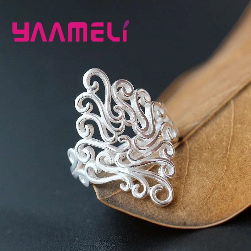 Elegant Finger Ring For Women  925 Sterling Silver Jewelry Exquisite Stamp Fine Fashion Present Wedding/Anniversary Gift