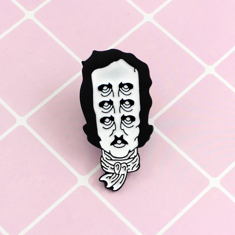 Allen Poe Brooch Creative Multi-Eye Old Edgar Allan Poe Enamel Pin scarf Denim Shirt Creative Badge Literature Lovers Punk Gifts