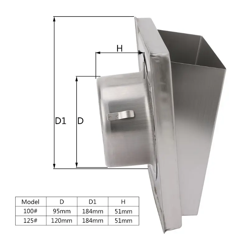 Rejilla cuadrada ventilación pared, difusor acero inoxidable, cubierta ventilación, Extractor, Louvres salida, 100mm/125mm