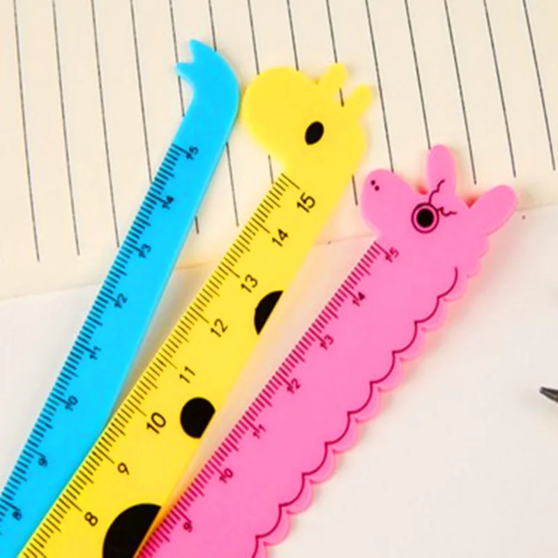 50 pcs/lot creative giraffe  Cute Cartoon Animal Rulers For child Kid Plastic Straight Ruler student Stationery school supplies