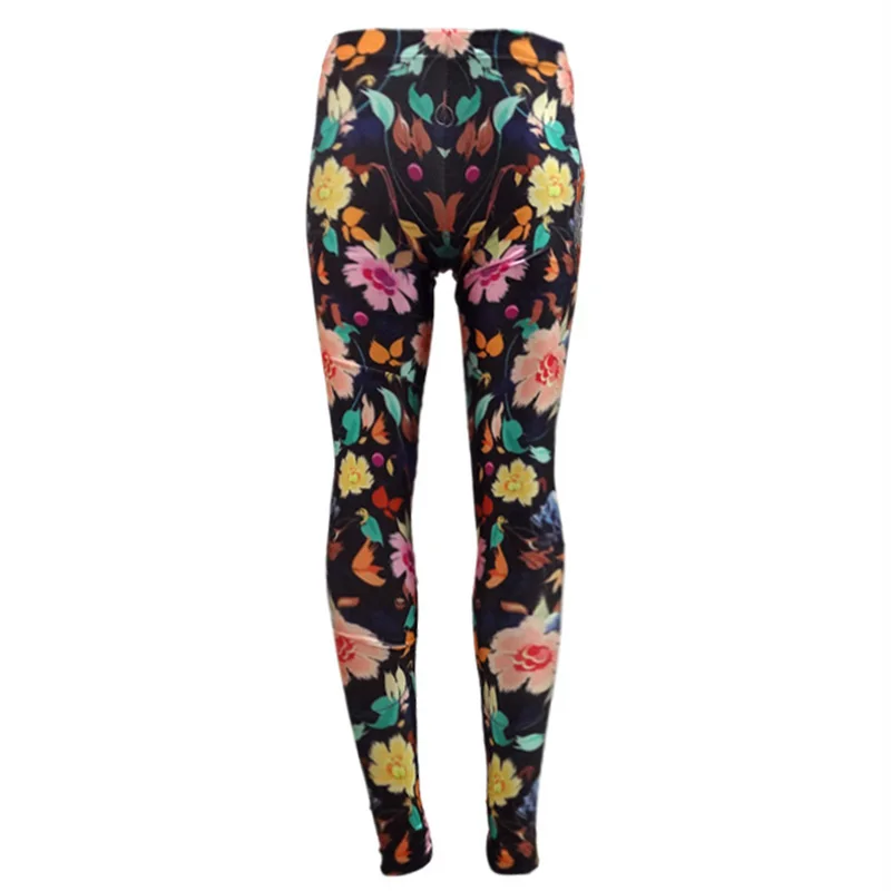 Flower Printed Leggings Fashion Sexy Women Lady Slim High Elastic Cotton Pencil Pants Workout Push Up Women Leggings