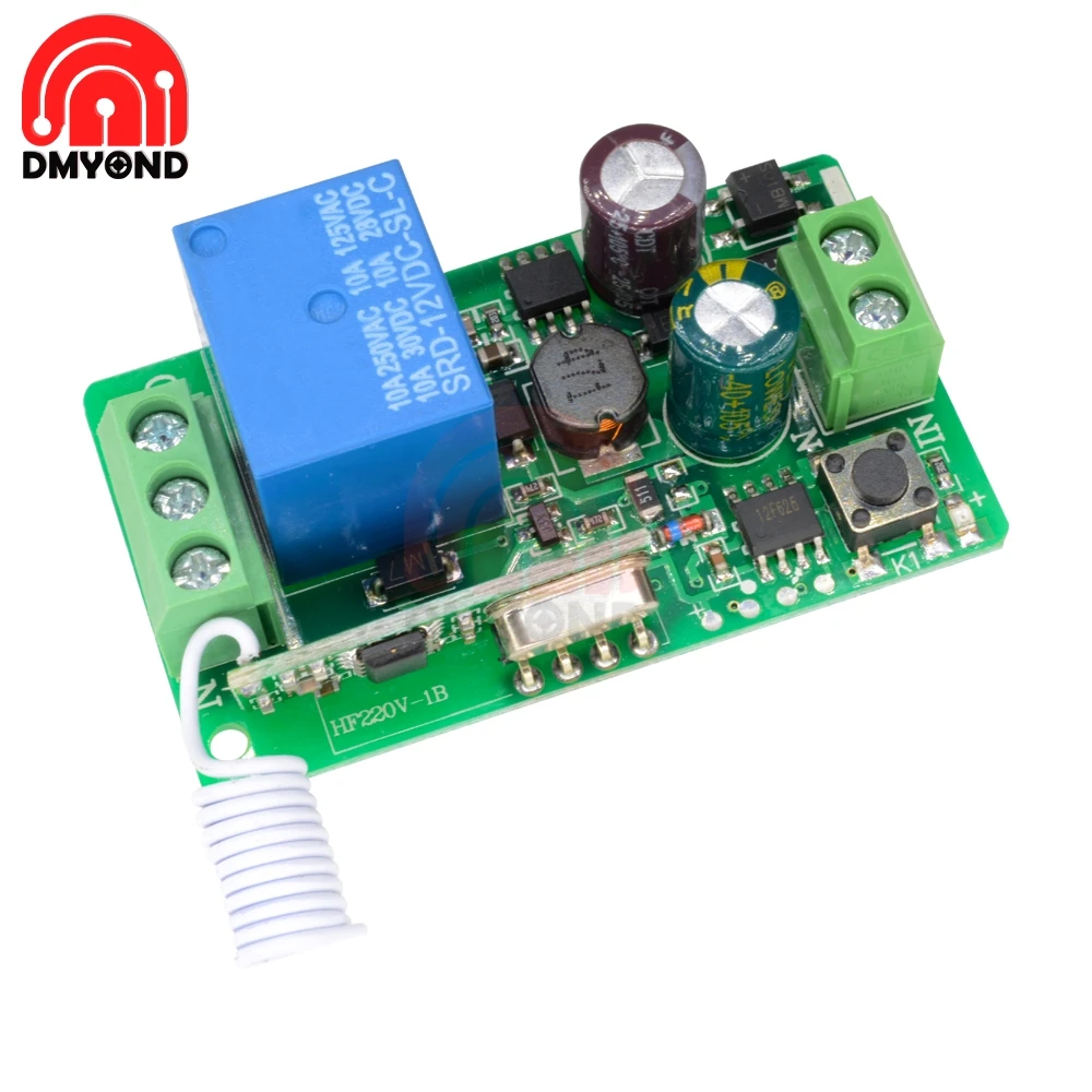 433MHz 315MHZ DC 12V 220V 10A Wireless RF Remote Switch Control Board 1CH 1 Way Channel Transmitter Receiver Relay Switch Module