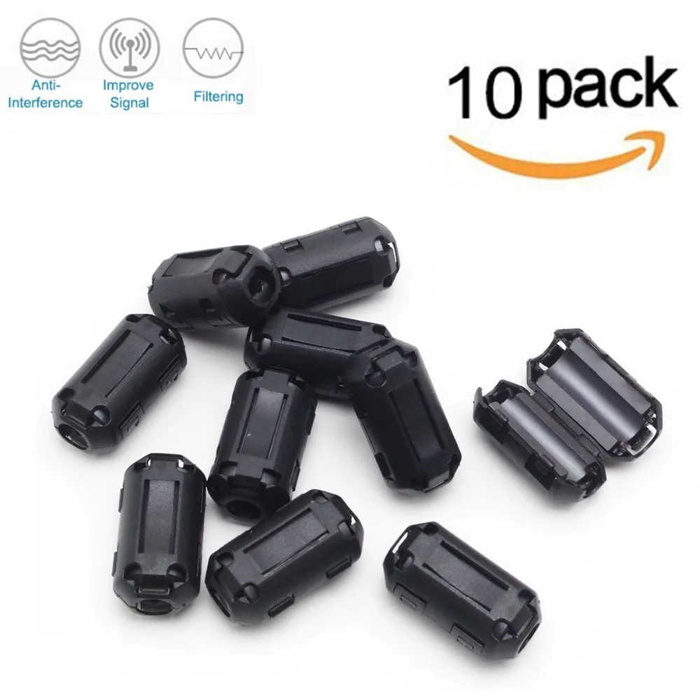 10pcs Clip-on Ferrite Core Ring Bead Anti-interference High-frequency Filter RFI EMI Noise Suppressor Cable Clip (3mm diameter)