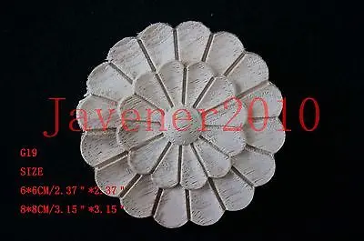 

G19 -8x8 см деревянный резной круглый Onlay аппликация Неокрашенная рамка дверь наклейка рабочий плотник цветок