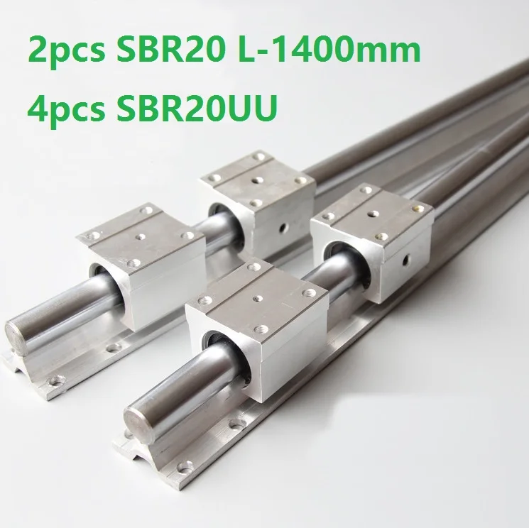 

2pcs SBR20 L-1400mm support rail linear guide + 4pcs SBR20UU linear bearing blocks for CNC router parts