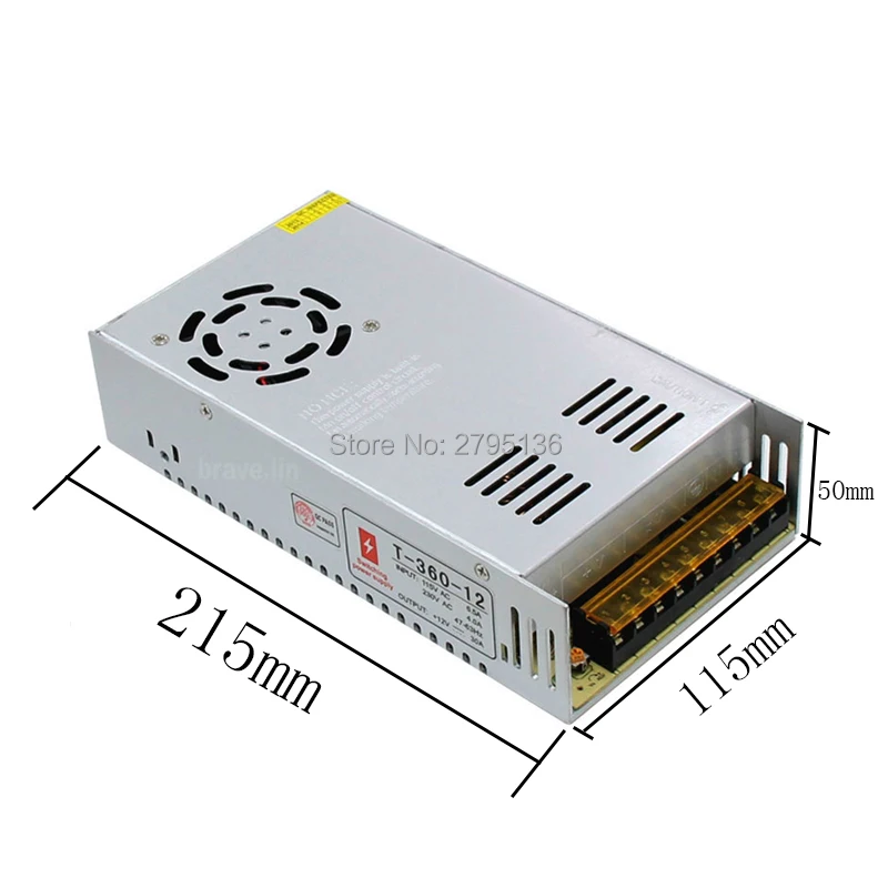 AC 110V 220V to DC 12V 30A 360W Lighting Transformers Regulated Switching Power Supply Driver For 5050 3528 RGB led Strip Light