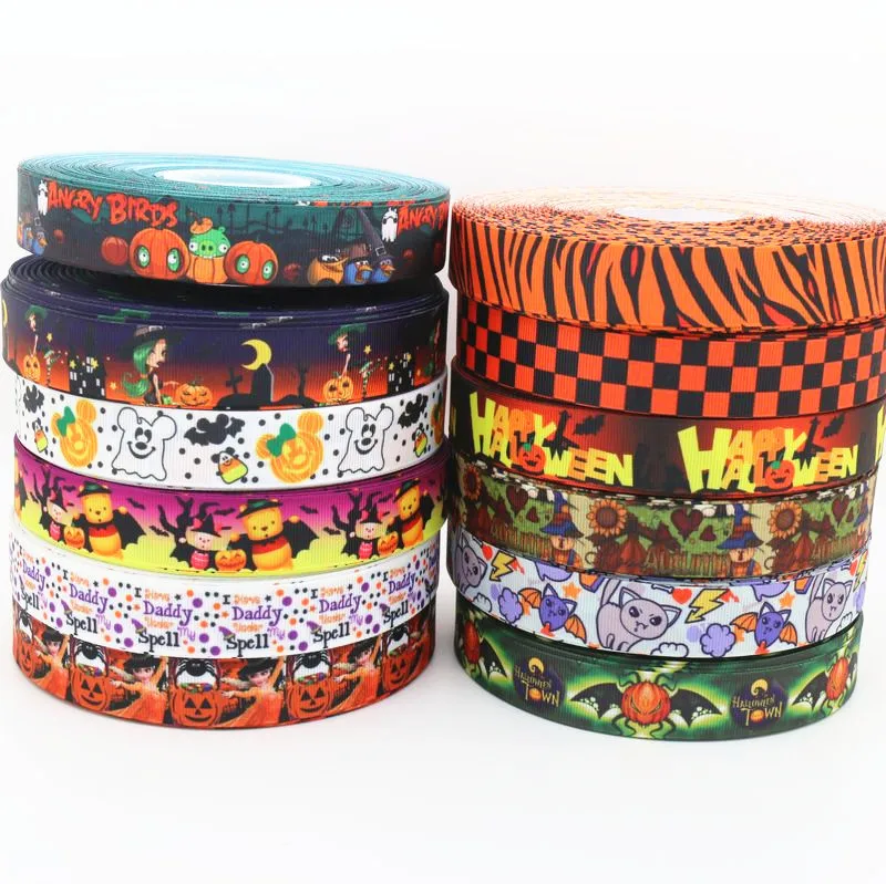 DUWES 7/8 ''cinta de grosgrain estampada de dibujos animados de halloween lazo para el pelo decoración de fiesta al por mayor OEM 22mm D19