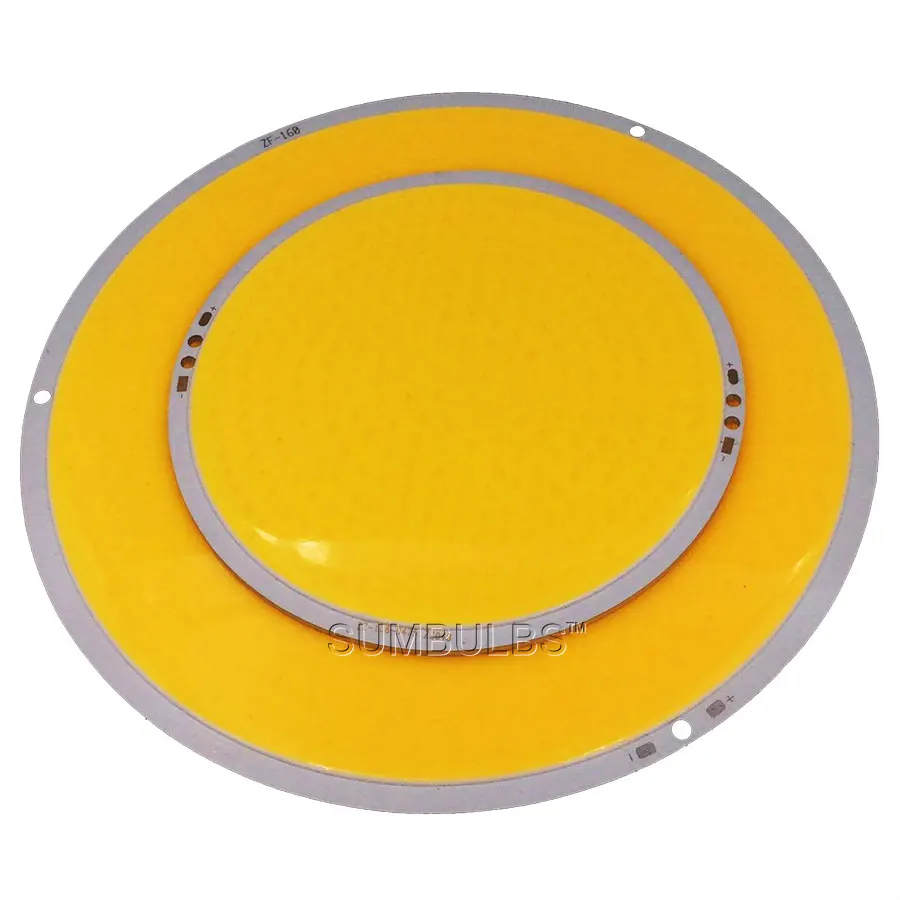 Lámpara de luz LED COB redonda, 108mm, 160mm, 50W, 200W, DC12V-14V, ultraligera, brillante, Circular, Chip blanco frío y cálido para bricolaje