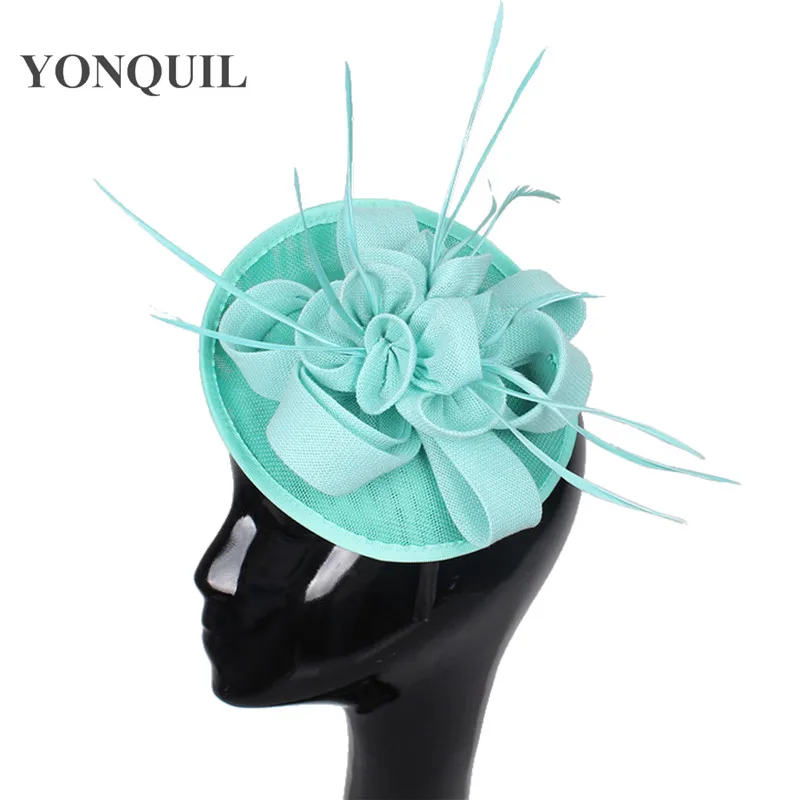 Emerald Green Nice Fascinator Hat Party With Feather Adorn Women Elegant Wedding Millinery Ladies Occasion Hair Accessories