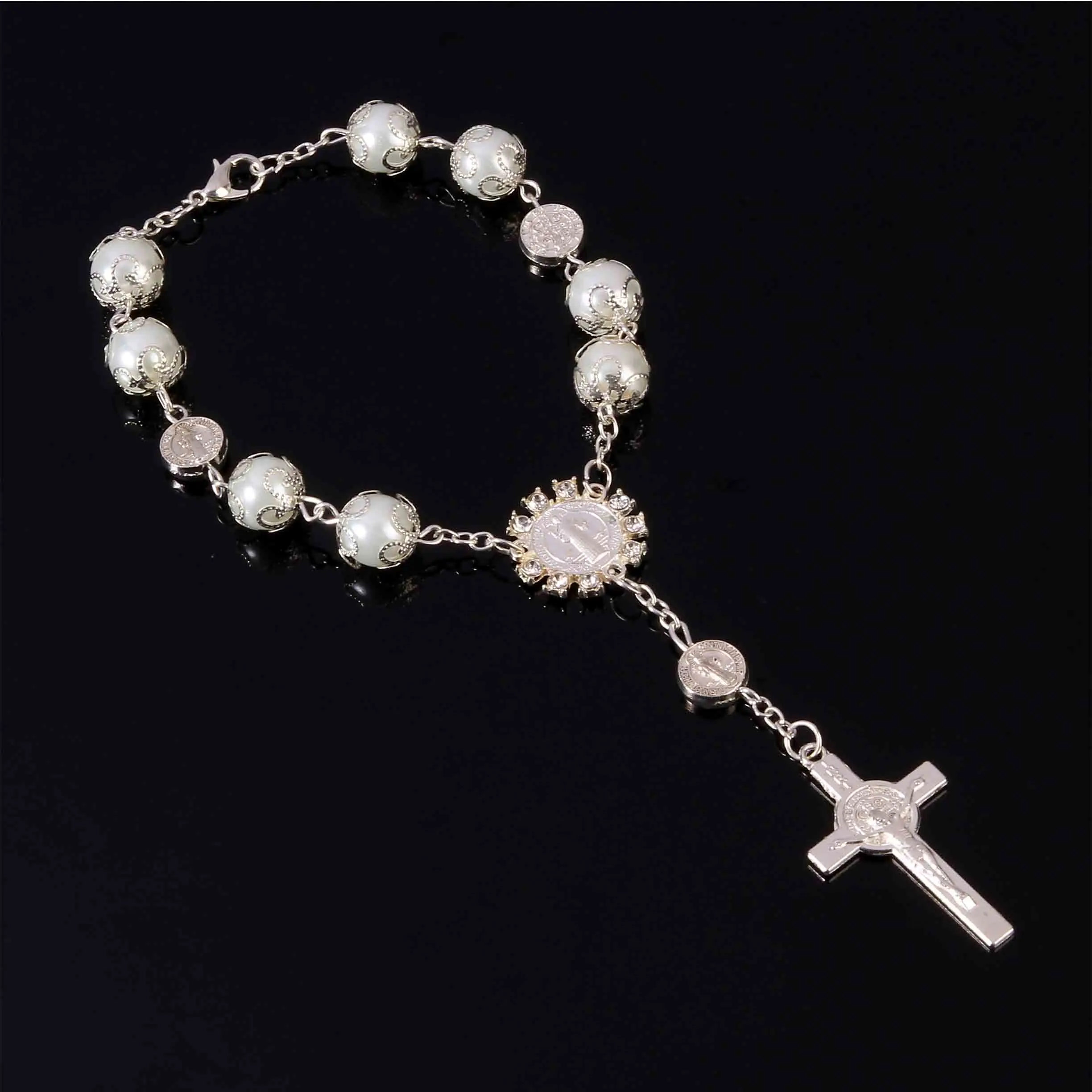 Rosary Centre Mercy Mary Sacred Heart Jesus Icon Religious Center Gift Bracelet, St. Benedict Classic Bracelet.