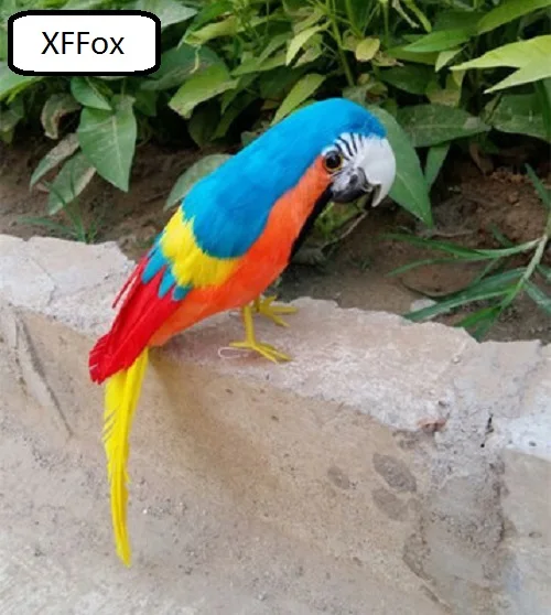 cute real life light blue&orange parrot model foam&feather real life parrot bird gift about 30cm xf0109