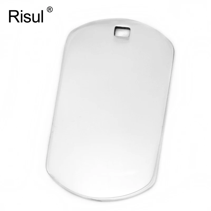 Risul 18x30mm military ID tag pendant blank charm both sides mirror Polish stainless steel personalized charm pendants 10pcs