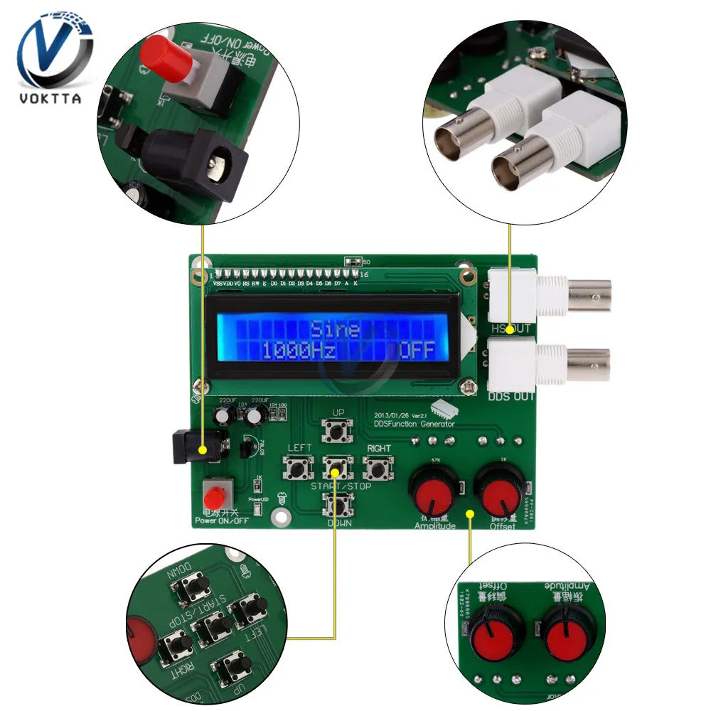 Generatore di segnali frequenza impulsi funzione DDS generatore di segnali modulo Kit fai da te sincronizzatore 1Hz-65534Hz con Display LCD