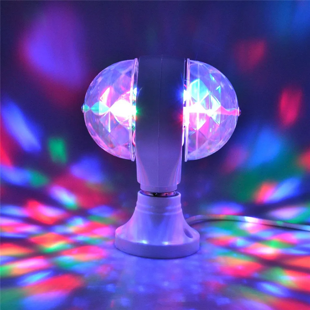 

6W Dual Head E27 Base Rotating Disco Ball Bulb Strobe Light Multicolor Magic Stage Effect Lamp for Party KTV Bar DJ Disco