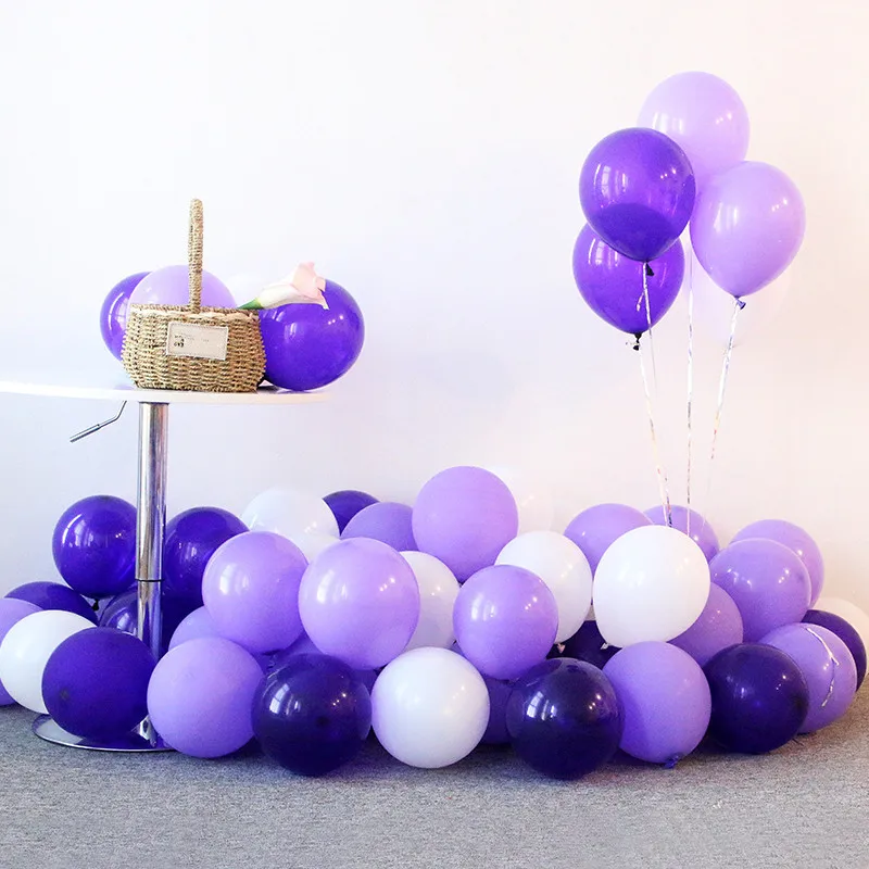 

10pcs12inch Globos Purple Macaron Confetti Latex Balloon Happy Birthday Party Decorations Kids Wedding Balloon White Foil Baloon