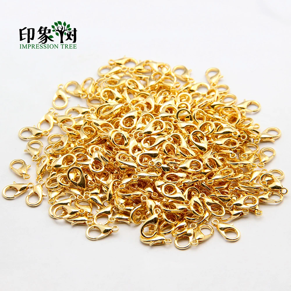 Golden Plated 10/12/14/16/18/20mm Metal Beads Lobster Clasps Claw Hooks Nickle Lead Cad free For DIY Jewelry Making Finding 1123