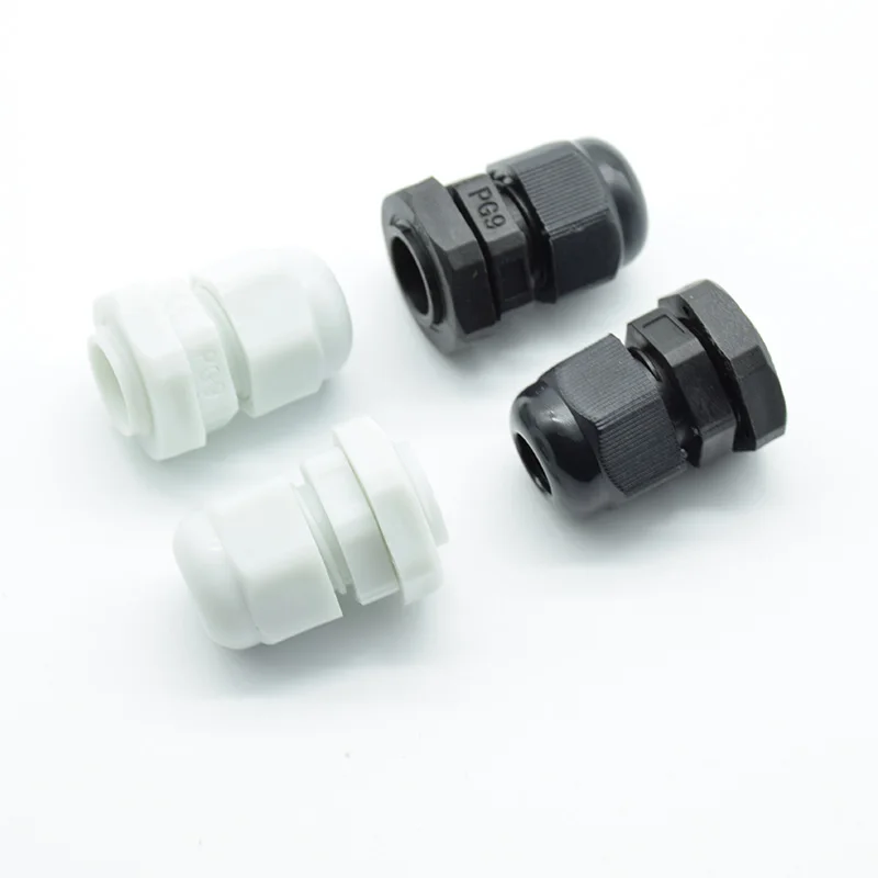 10pcs IP68PG7 PG9 PG11 PG13.5 PG16 for 3-6.5mm-14mm  Wire Cable CE White Black Waterproof Nylon Plastic Cable Gland Connector