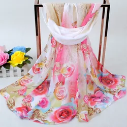 new chiffon scarf female spring and autumn large super long printed silk scarf wild shawl summer sun sand