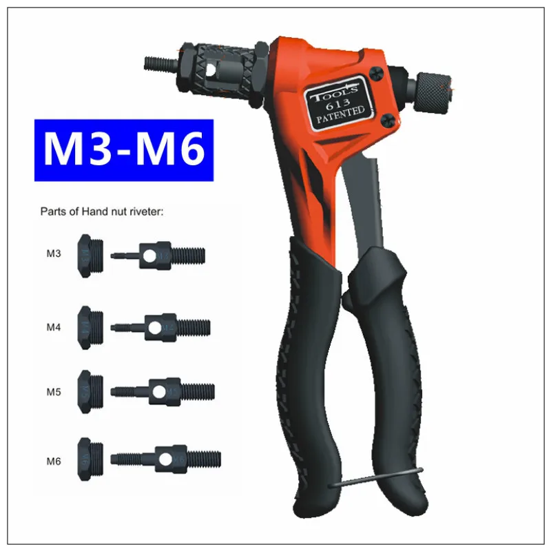 Riveter Gun M3 M4 M5 M6 Blind Rivet Nut Gun 8 "Heavy Hand INSER NUT Tool Manual Mandrels Keling Otomatis Operasi Satu Tangan