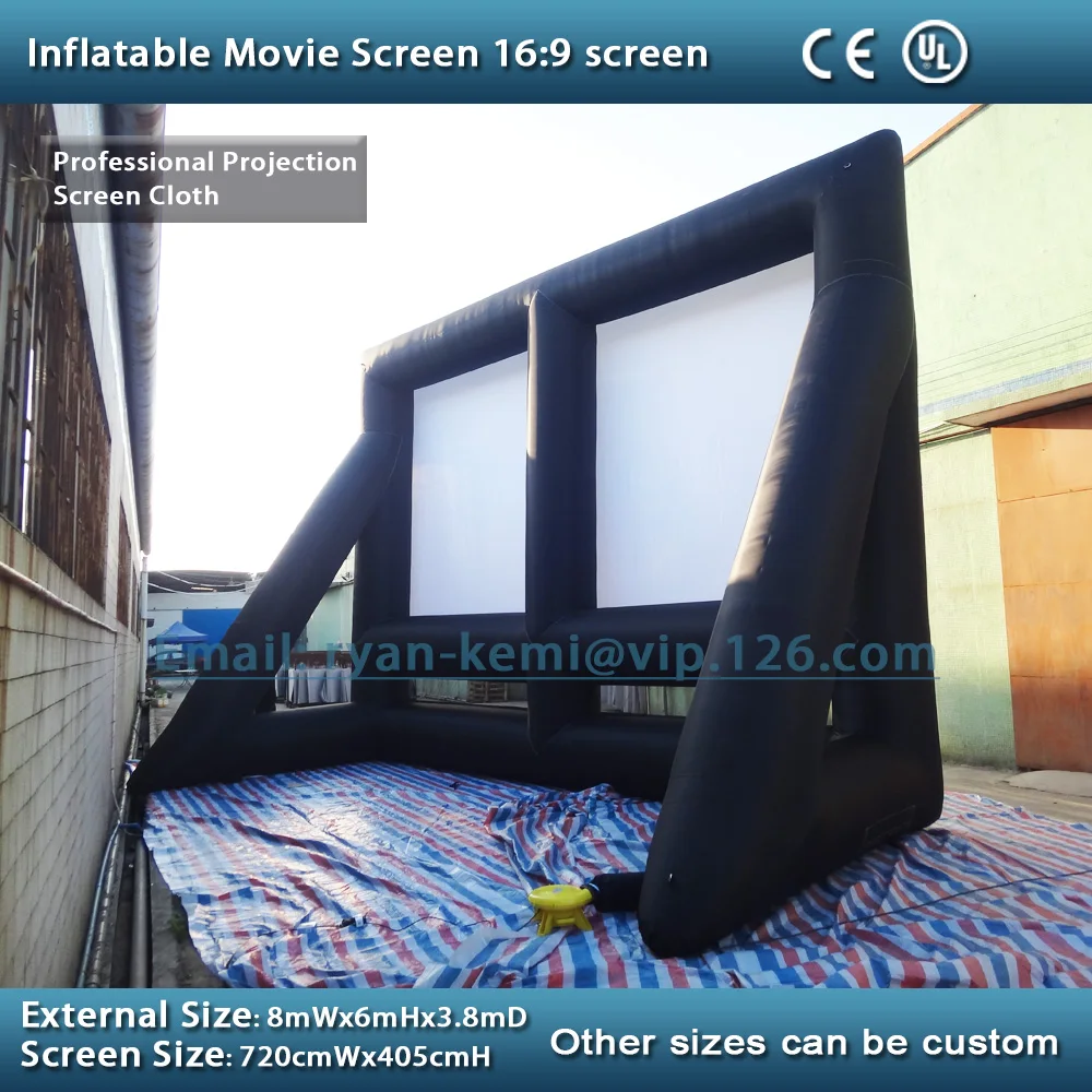 8x6m Giant Inflatable Movie Screen Inflatable Projection Cinema Screen Large Film TV outdoor backyard party Screen