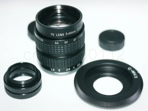 50 ملليمتر F1.4 CCTV تلفزيون فيلم عدسة + C جبل + حلقة ماكرو لأوليمبوس مايكرو 4/3 m4/3 EP2 EP3 EP5 EPL1 EPL2 EPL3 EPL5 EPM1 OM-D EM5 EM10