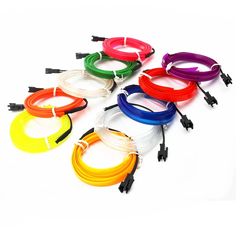 EL Wire With 6mm Sewing Edge Flexible Neon Lamp Rope Tube Cable LED Strip Glow String Light For Car Decoration Car Styling