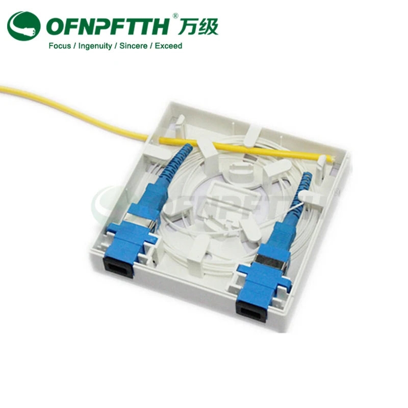 5pcs SC Terminate Box 86 Type Faceplate Plastic 2 Port ODF Box With SC Adaptor And SC 0.9mm Pigtail