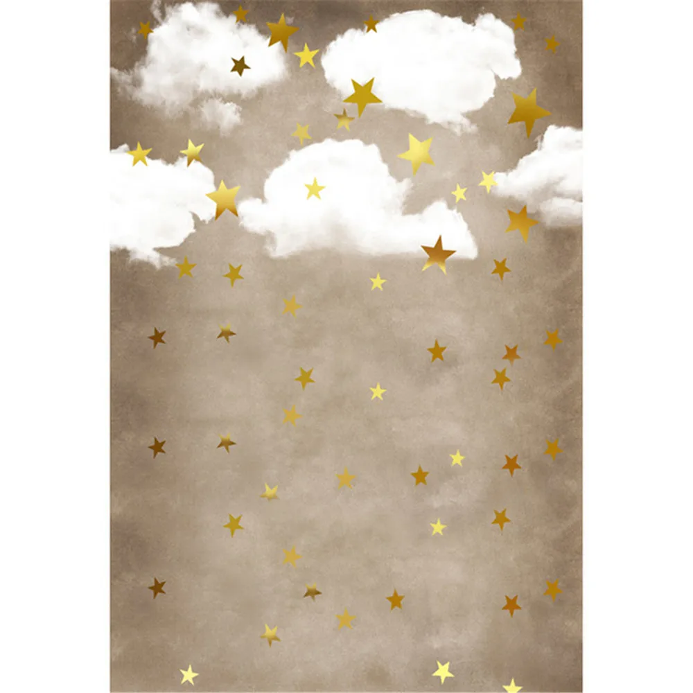 

White Cloud Gold Stars Photography Background Baby Newborn Photo Shoot Props Kids Children Photographic Studio Backdrops