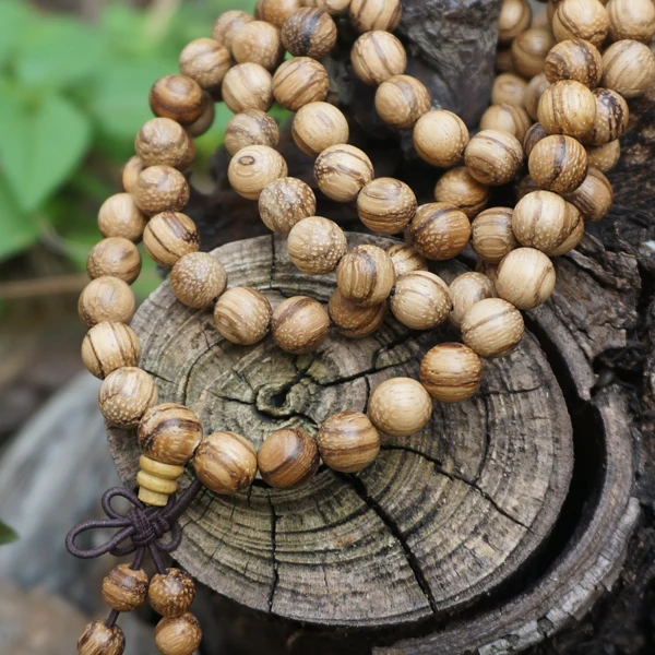 6mm / 8mm * 108 * Natural Grey White Stripe Sandalwood Loose Beads Mala Beads Japa Bracelet Jewellry Findings DIY Accessories