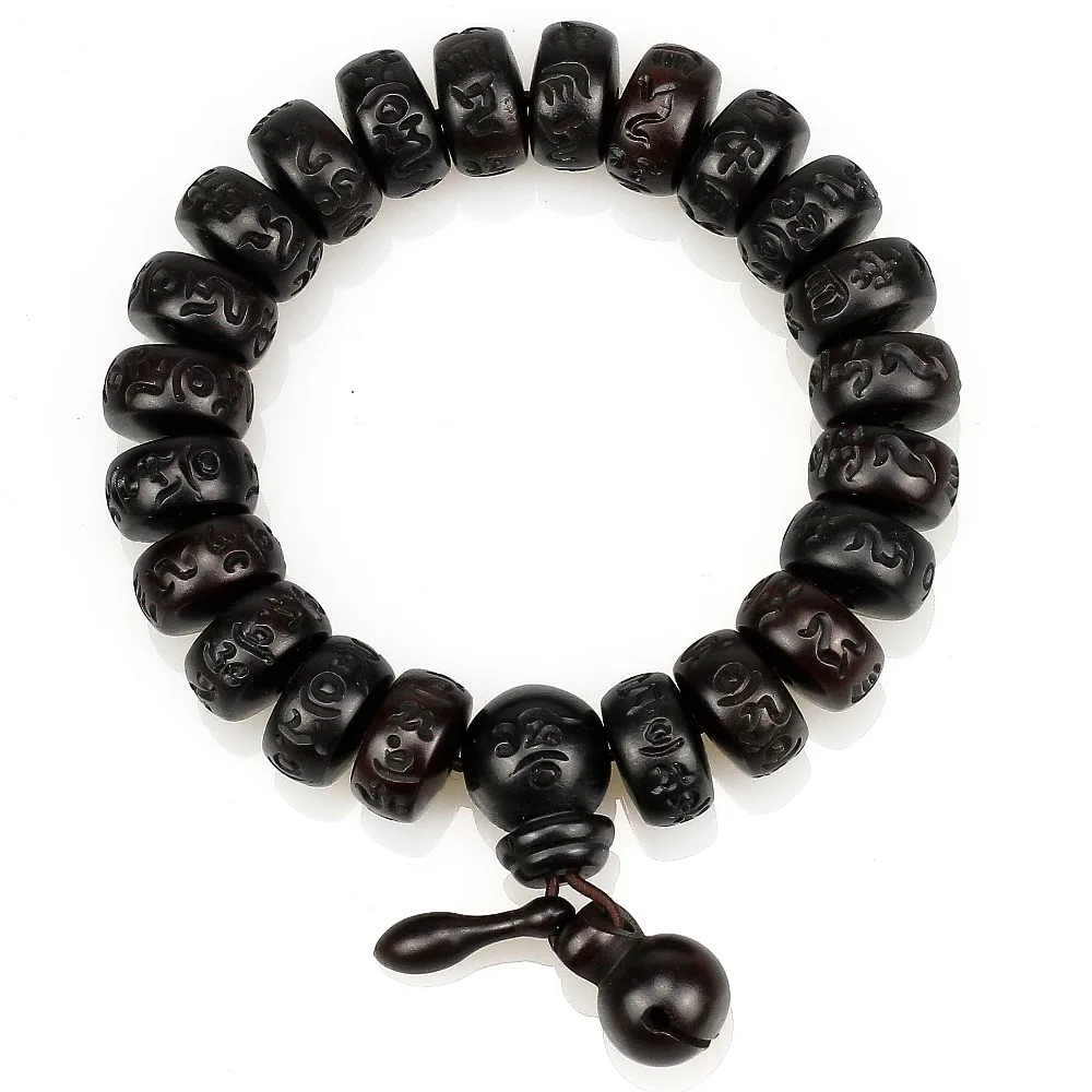 Natural Wood Tibetan Buddhist Male Bracelet Lightning Stroke Jujube Beads Meditation Men Mantra Bracelet Women Yoga Jewelry