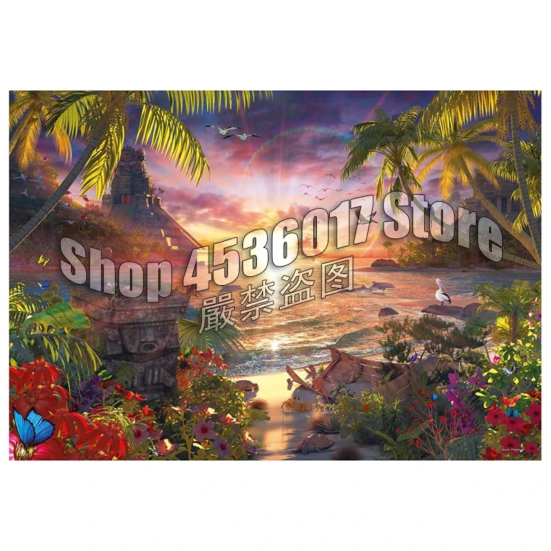 Full Square Diamond Embroidery Beach Paradise Sunset Mosaic Diy Diamond Painting Cross Stitch Sets Home Decorative Rhinestones