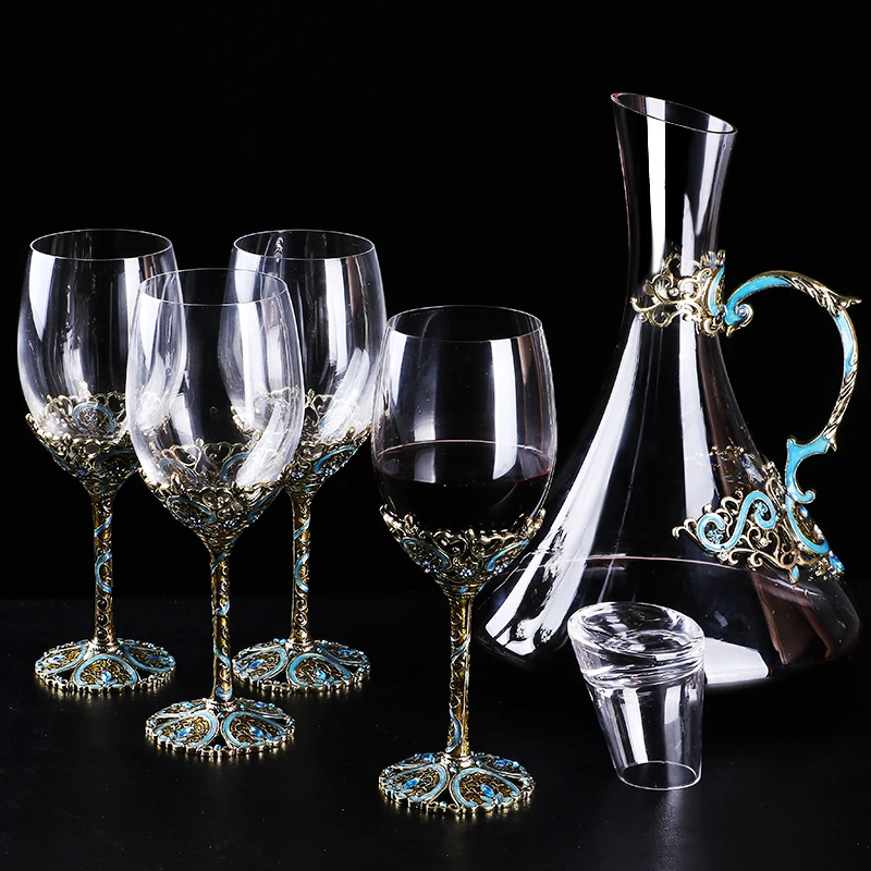 

Nordic style Red Wine goblet enamel color wine Glass Cup Large Capacity Wine Glass Champagne glass cups and decanter