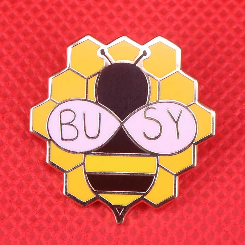 Busy bee enamel pin cute honeycomb brooch animal badge save the bees pins bumblebee aesthetic art jewelry spring nature lovers g