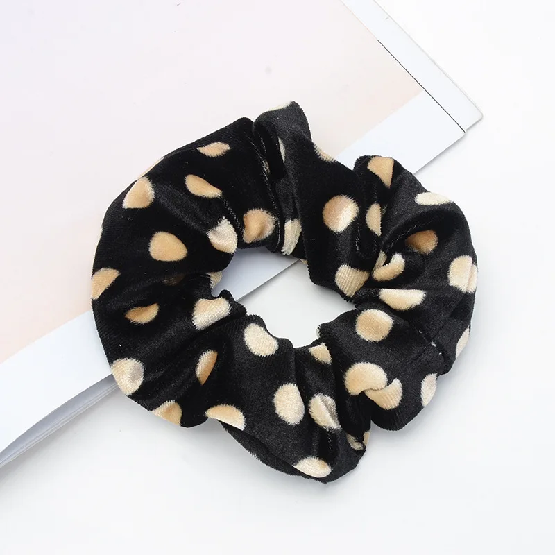 Leopard Dot Velvet Scrunchies Women Elastic Hair Rubber Bands Accessories For Girls Lady Tie Hair Rope Ponytail Holder Headdress