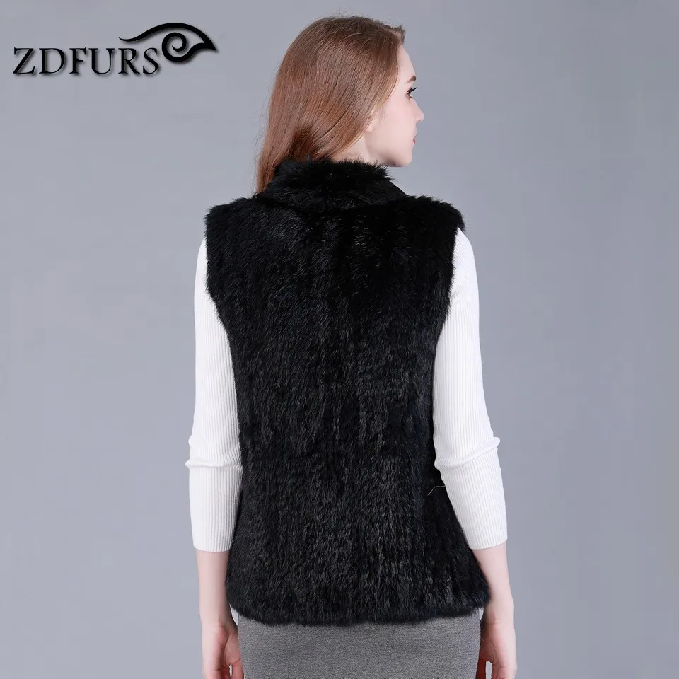 Imagem -06 - Zdfurs Novo Estilo Feito à Mão Malha Pele de Coelho Colete Clássico Wairstcoat Pele Gilet Zdkr165018