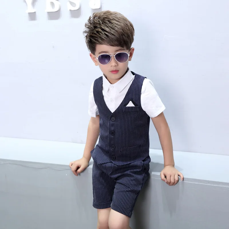 Boys Vest Suit for Wedding Kids 2PCS Vest+Shorts Gentleman Party Dress Boys Formal Suit Children\'s Day Graduation Tuxedo Costume