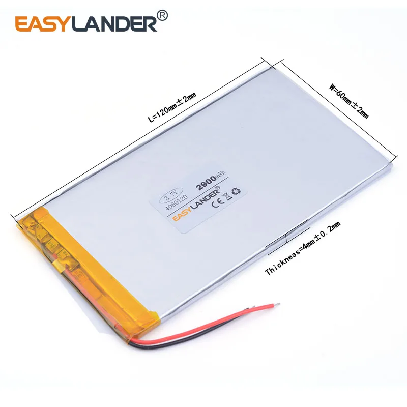 3.7V 4060120 2900mAh Rechargeable Lithium Li-ion Li Polymer Battery