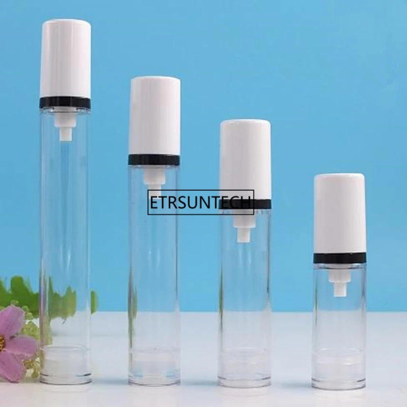 

100pcs 15ML 12ML 10ML 5ML Airless Lotion spray Bottle Emtpy Refillable hand cream bottle With lotion pump F2338