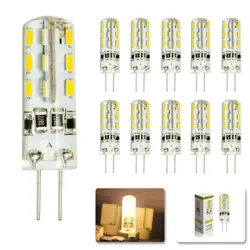 LED電球G4 dc12v ac220v 2w,24leds smd 3014,クリスタルランプ,ウォームホワイト,10個ピース/ロット