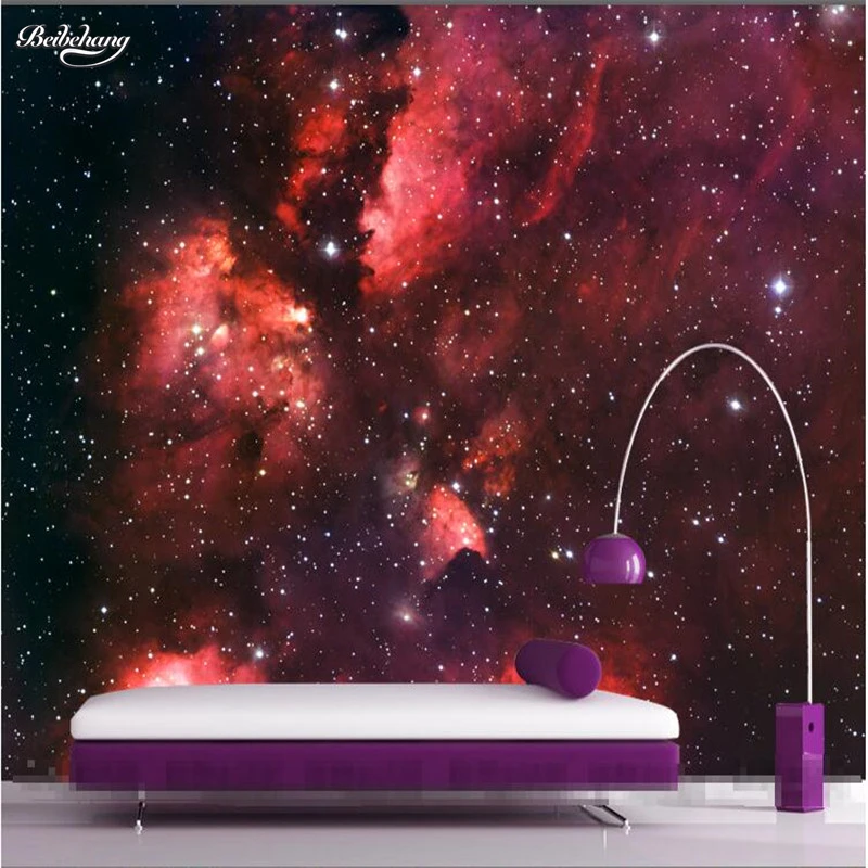 beibehang Flash silver silk non-woven paper stars universe nebula dining living room bedroom zenith large mural wallpaper