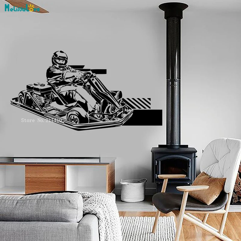 Karting Competition Wall Sticker Stimulating Movement of Adrenaline Vinyl Home Decor For Kids Boys Self-adhesive Decals YT1557