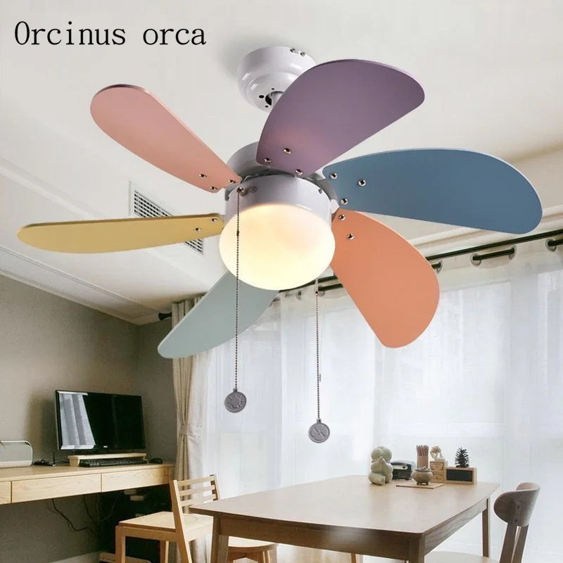 Modern creative children's ceiling fan lamp simple fan lamp bedroom dining room living room LED ceiling lamp Postage free