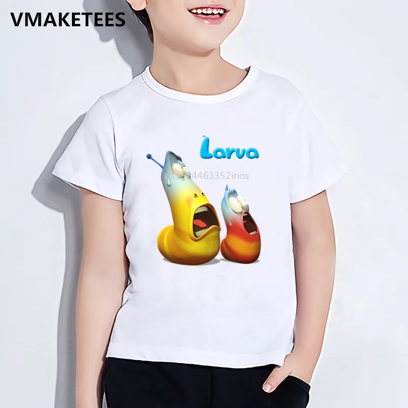 Kids Summer Girls & Boys T shirt Korea Hilarious Insect Larva Cartoon Print Children's T-shirt Funny Cute Baby Clothes,HKP5213