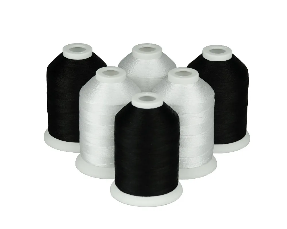 Simthread Polyester Embroidery Machine Thread Black And White Colors 1000 Meters Per Spool